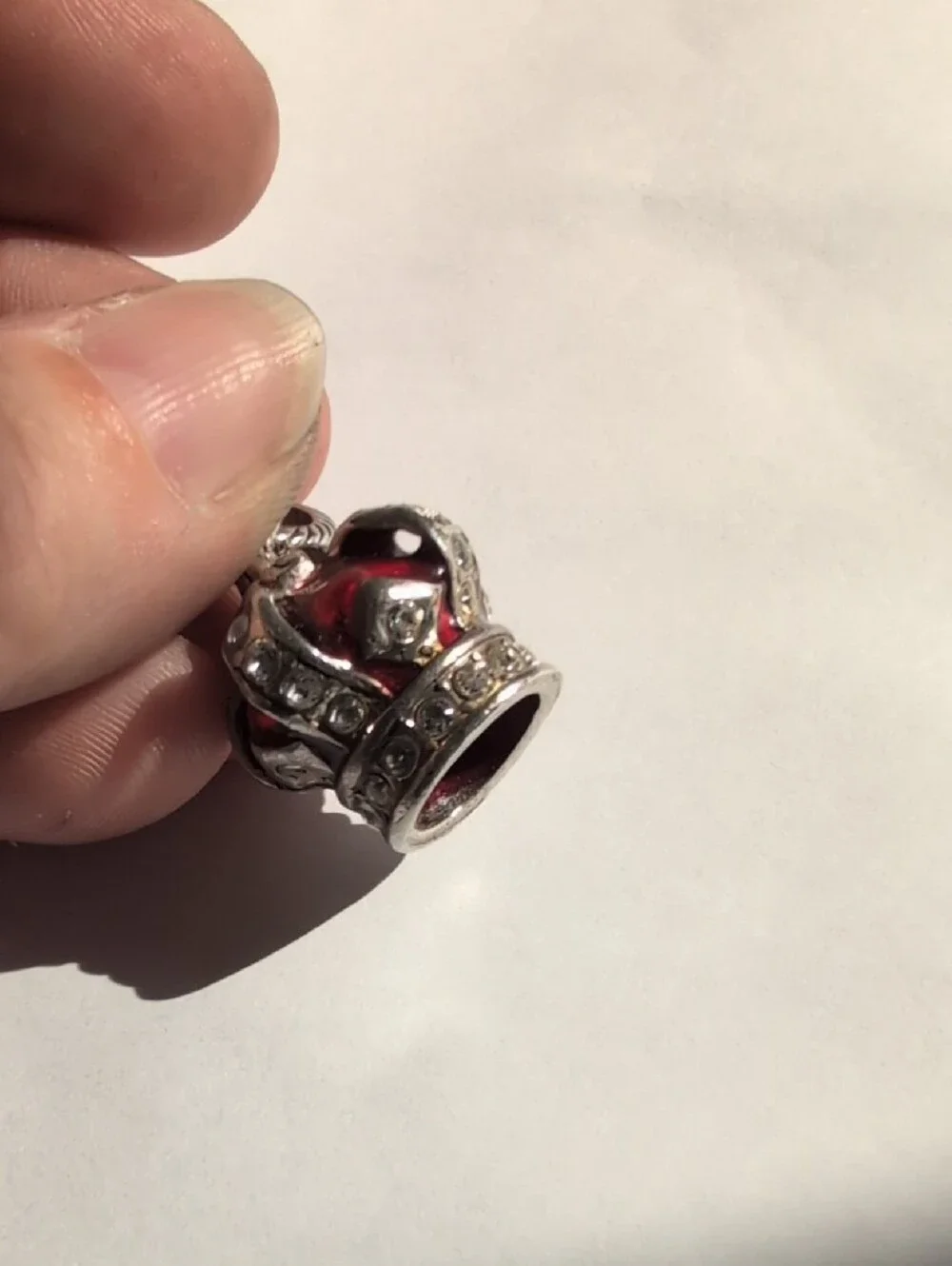 Brighton Silver Crown Pendant with Deep Red